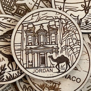 Jeton ou aimant de voyage en Jordanie | Jetons de collection pour l'état, la ville, le monument, les parcs nationaux ou le pays du bois | Jeton de suivi de voyage