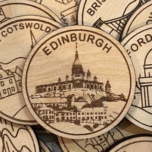 Jeton ou aimant de voyage d'Édimbourg en Ecosse | Jetons de collection pour l'état, la ville, le monument, les parcs nationaux ou le pays du bois | Jeton de suivi de voyage