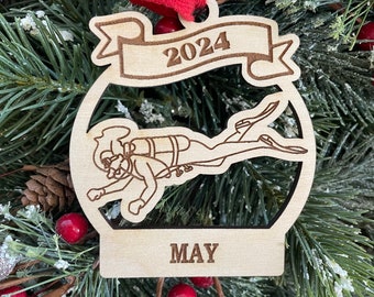 Scuba Girl 2026 Christmas Ornament | Personalized Music Scuba Diving Ornament  | 2025 Christmas