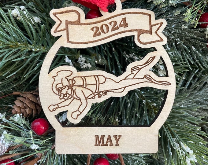 Scuba Girl 2025 Christmas Ornament | Personalized Music Scuba Diving Ornament  | 2025 Christmas