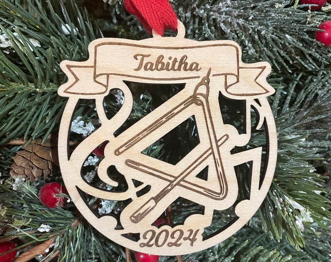 Triangle 2025 Christmas Ornament | Personalized Triangle Instrument Ornament  | 2025 Christmas