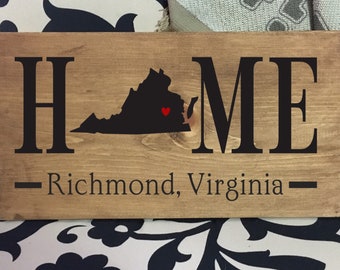 Virginia Home State Wood Sign: Personalized Town Decor