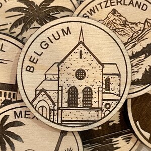 Jeton ou aimant de voyage en Belgique | Jetons de collection pour l'état, la ville, le monument, les parcs nationaux ou le pays du bois | Jeton de suivi de voyage