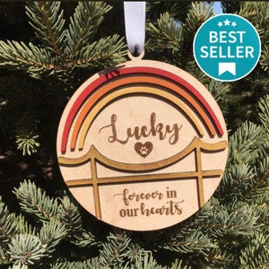Pet Memorial Rainbow Bridge Ornament | Pet Remembrance Ornament | Forever in our Heart Pet Ornament