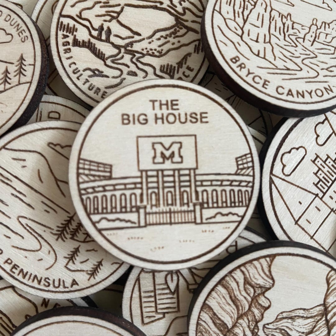The Big House Travel Token or Magnet | Wood State, City, Landmark ...