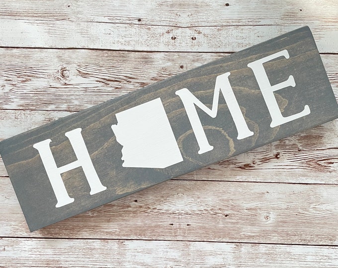 Arizona Home State Wood Sign | Housewarming | Gallery Wall Decor | 3 sizes Available 3.5” x 12”, 5.5 x 18” and 9 x 32” Sign