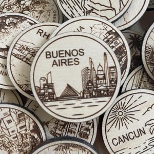 Jeton ou aimant de voyage de Buenos Aires | Jetons de collection pour l'état, la ville, le monument, les parcs nationaux ou le pays du bois | Jeton de suivi de voyage