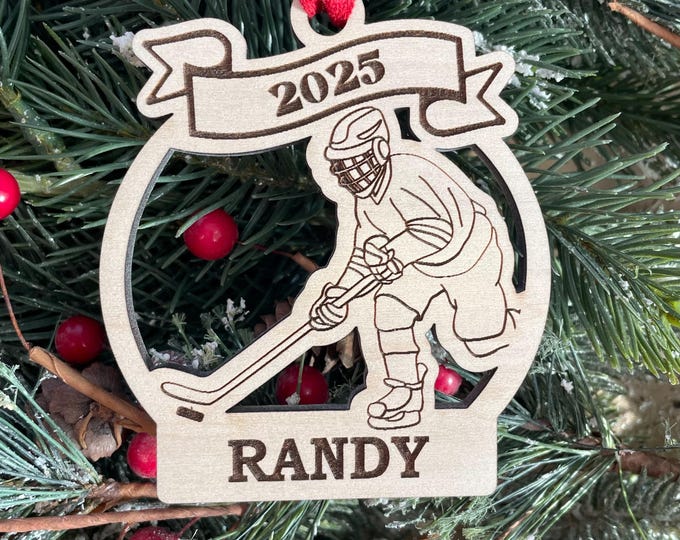Hockey Boy Player or Goalie 2025 Ornament | Hockey Team Christmas Ornament | Personalized Hockey Player Ornament | 2025 Christmas