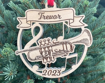 Décoration de Noël Trompette 2024 | Ornement trompette personnalisé | Noël 2024