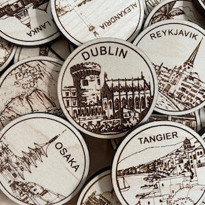 Jeton ou aimant de voyage de Dublin | Jetons de collection pour l'état, la ville, le monument, les parcs nationaux ou le pays du bois | Jeton de suivi de voyage