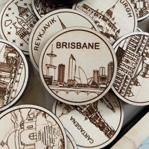 Jeton ou aimant de voyage à Brisbane | Jetons de collection pour l'état, la ville, le monument, les parcs nationaux ou le pays du bois | Jeton de suivi de voyage