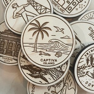 Jeton ou aimant de voyage sur l'île de Captiva | Jetons de collection pour l'état, la ville, le monument, les parcs nationaux ou le pays du bois | Jeton de suivi de voyage