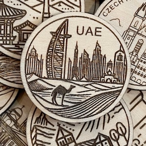 Jeton ou aimant de voyage des Émirats arabes unis | Jetons de collection pour l'état, la ville, le monument ou le pays du bois | Jeton de suivi de voyage
