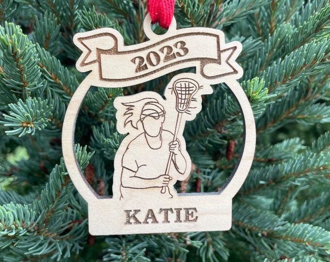 Lacrosse Girl Player 2023 Christmas Ornament | Personalized Lacrosse Ornament | Lacrosse Team Ornament | 2023 Christmas Ornament