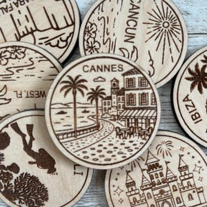 Jeton de voyage ou aimant de voyage Cannes France | Jetons de collection pour l'état, la ville, le monument, les parcs nationaux ou le pays du bois | Jeton de suivi de voyage