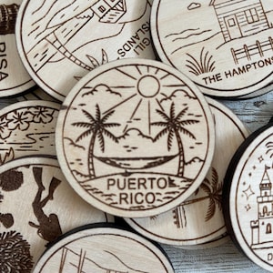 Jeton ou aimant de voyage de Porto Rico | Jetons de collection pour l'état, la ville, le monument, les parcs nationaux ou le pays du bois | Jeton de suivi de voyage