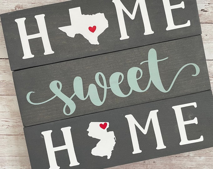 Texas to New Jersey State Sign | Two State Home Sign | New Home Gift idea | Housewarming Gift Idea | 2 State Sign | Moving away gift