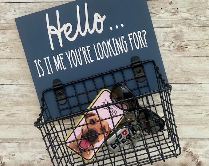 Hello - Is it me you’re looking for? Lost Item Basket | Laundry Room Decor & Hall Entry Organization | Multi Color Options