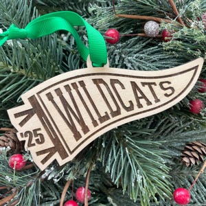 2025 Wildcats Pennant School Ornament | School Mascot Ornament | Wildcats Team Spirit Ornament | Custom School Ornament