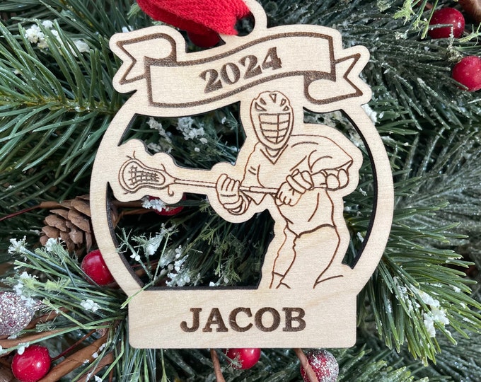 Lacrosse Boy Player 2025 Christmas Ornament | Personalized Lacrosse Ornament | Lacrosse Team Ornament | 2025 Christmas Ornament
