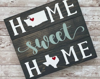 Washington to Texas State Sign: Two State Home Decor