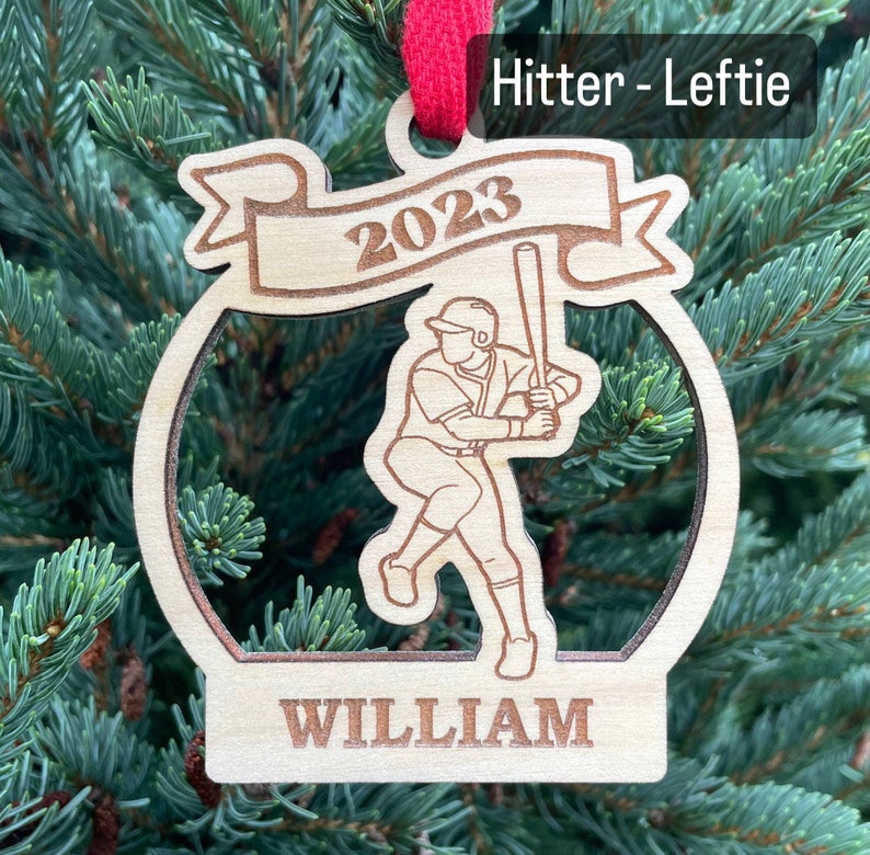 Baseball Pitcher 2024 Christmas Ornament Baseball Player Christmas Ornament Personalized Baseball Ornament 2024 Christmas Hitter - Leftie