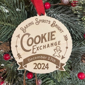 Baking Spirits Bright Cookie Exchange Party Favor with Party Date | 2025 Cookie Swap Party Favor | Cookie Exchange Ornament