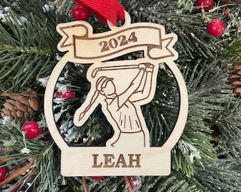 Golfing Girl 2026 Christmas Ornament | Personalized Golfing Ornament  | 2025 Christmas