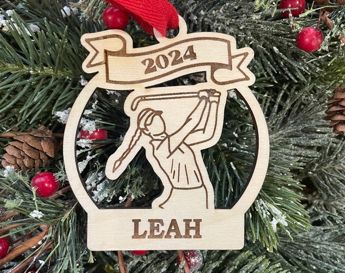 Golfing Girl 2025 Christmas Ornament | Personalized Golfing Ornament  | 2025 Christmas