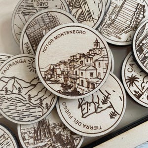 Jeton de voyage ou aimant de voyage de Kotor Monténégro | Jetons de collection pour l'état, la ville, le monument, les parcs nationaux ou le pays du bois | Jeton de suivi de voyage