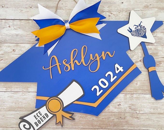 Custom Grad Cap Door Hanger | Senior 2024 Grad Decor | High School Graduation Door Sign | Graduation Party Decor