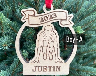 Runner Boy 2024 Ornament | Boy Running Track Christmas Ornament | Personalized Track Ornament  | 2024 Christmas