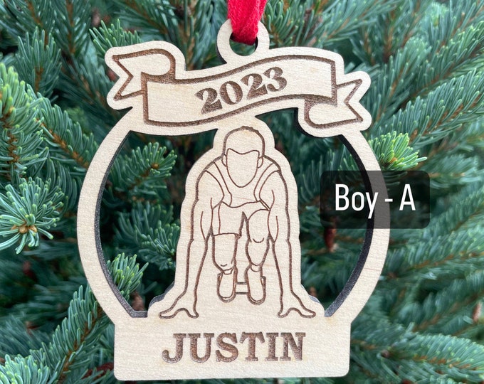 Runner Boy 2024 Ornament | Boy Running Track Christmas Ornament | Personalized Track Ornament  | 2024 Christmas