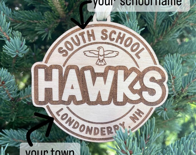 Hawks Mascot School Ornament | School Mascot Ornament | Hawks Team Spirit Ornament | Custom School Ornament