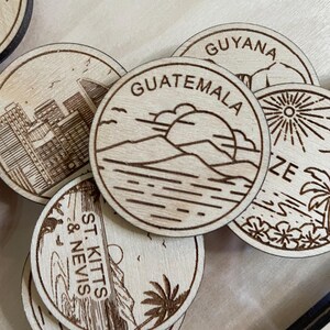 Guatemala Reise-Token oder Magnet | Wood Zustand, Stadt, Wahrzeichen, Nationalparks oder Land Sammler Token | Travel Tracking Token