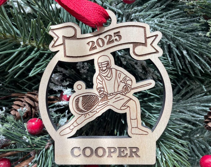 Lacrosse Goalie Player 2025 Christmas Ornament | Personalized Lacrosse Ornament | Lacrosse Team Ornament | 2025 Christmas Ornament