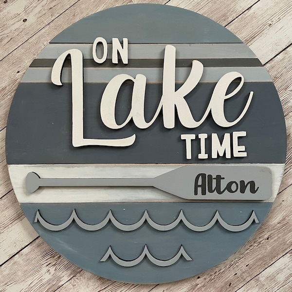 Alton New Hampshire On Lake Time 3D Wood Sign | 3 sizes available -12”, 16”, 18”| Last Name or Town Name on Oar | Lake House Decor