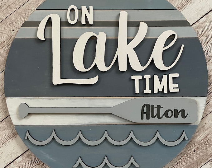 Alton New Hampshire On Lake Time 3D Wood Sign | 3 sizes available -12”, 16”, 18”| Last Name or Town Name on Oar | Lake House Decor