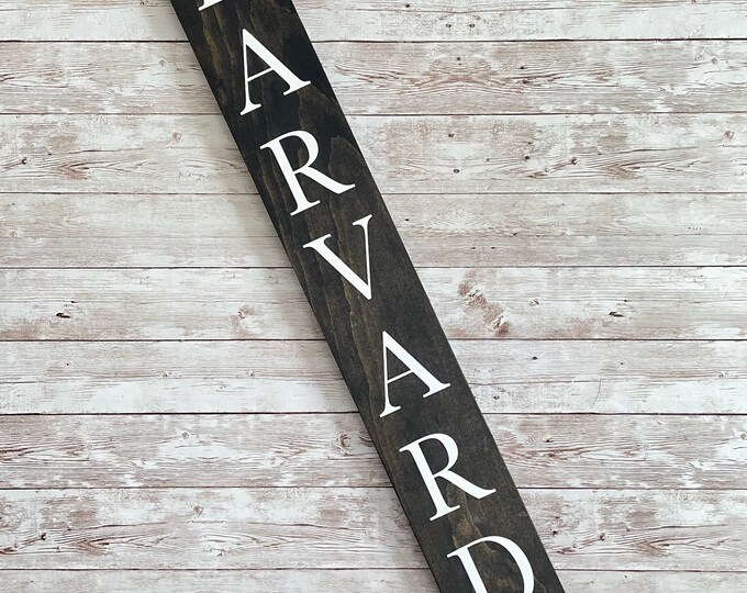 Harvard Town Name Sign |  Last Name or Town Name Sign | Custom gallery wall sign | Housewarming Gift Idea | Thin Vertical Sign