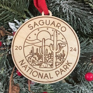 Saguaro National Park Ornament: Engraved Wood Destination Tracker Souvenir
