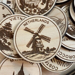 Template Travel Token or Magnet | Wood State, City, Landmark, National Parks, or Country Collector Tokens | Travel Tracking Token