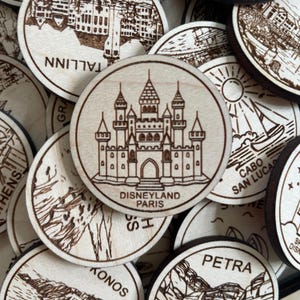 Jeton de voyage ou aimant de Disneyland Paris | Jetons de collection pour l'état, la ville, le monument, les parcs nationaux ou le pays du bois | Jeton de suivi de voyage