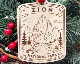 Template National Park Ornament: Engraved Wood Destination Collector Souvenir