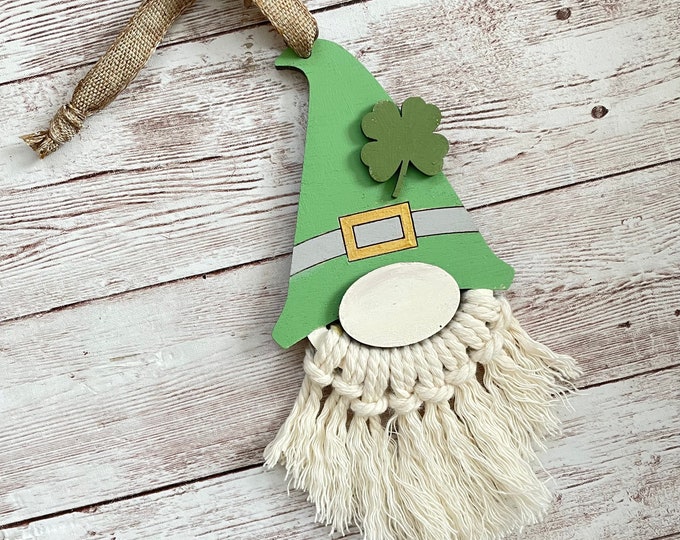 Leprechaun Gnome Shamrock Ornament | Cute St. Patrick’s Day Decoration | Irish Christmas Gnome Ornament