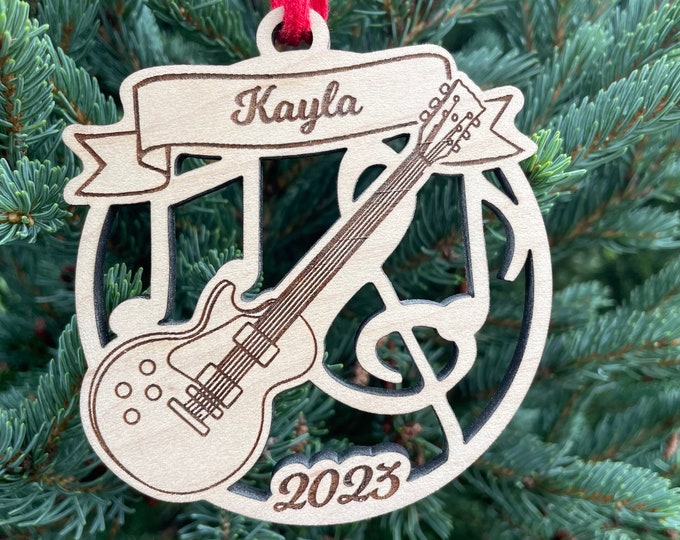 Electric Guitar 2023 Christmas Ornament | Personalized Guitar Instrument Ornament  | 2023 Christmas