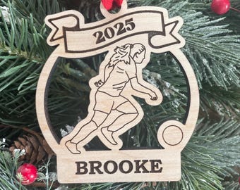 Soccer Girl Player 2025 Christmas Ornament | Personalized Soccer Ornament | Soccer Team Ornament | 2025 Christmas