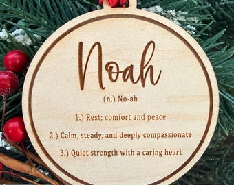 Noah Name Definition Ornament or Sign or Magnet | Name Meaning Gift | 2026 Baby Shower Gift | Name Meaning Ornament | Baby Shower Gift Tag