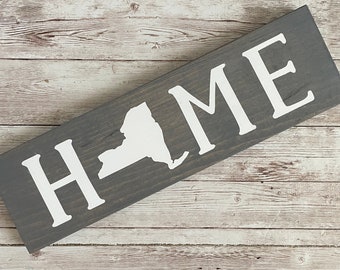 New York Home State Wood Sign | Housewarming | Gallery Wall Decor | 3 sizes Available 3.5” x 12”, 5.5 x 18” and 9 x 32” Sign