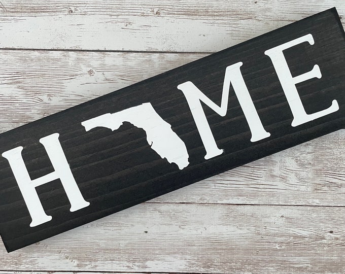 Florida Home Wood Sign | Housewarming Gift | Gallery Wall Decor | Florida Home | Realtor Gift  | 3.5" x 12", 5.5" x 18" or 9" x 32" Sign