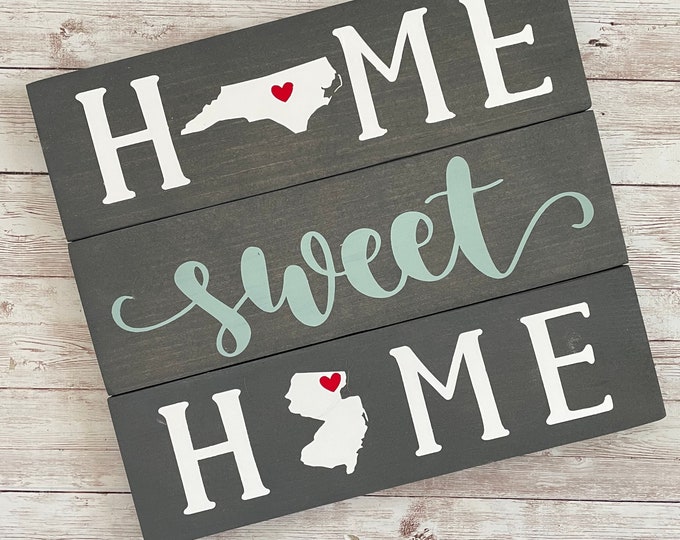 North Carolina to New Jersey Sign | Two State Home Sign | New Home Gift idea | Housewarming Gift Idea | 2 State Sign | Moving away gift